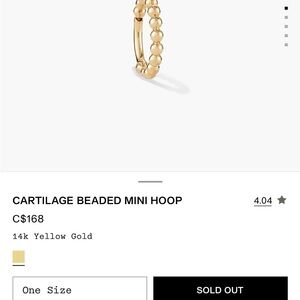 Mejuri 14k Yellow Gold Cartilage Beaded Mini Hoop